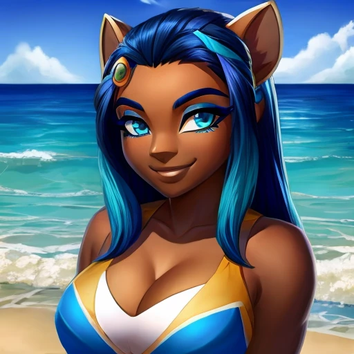 Portrait of Nessa with a beach backround