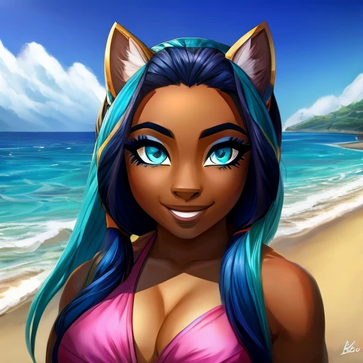 Portrait of Nessa with a beach backround