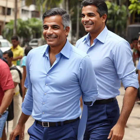 A SMILING BRAZILIAN POLITICIAN IN A BLUE DRESS SHIRT