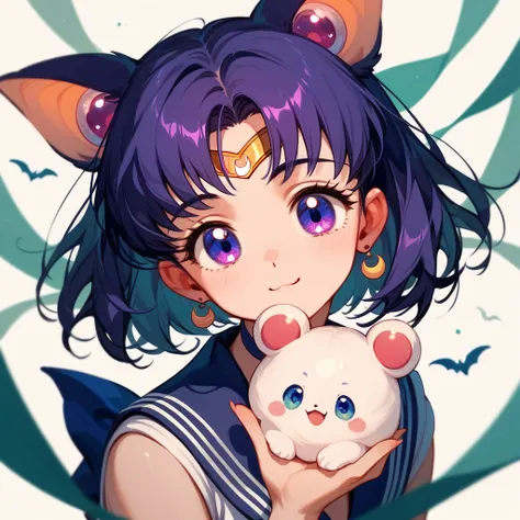 (score_9,score_8_up,score_7_up,score_6_up,score_5_up,score_4_up)cute purple and white creature with bat-like ears in sailor moon art style
