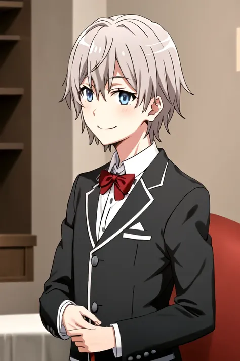 totsuka_saika_yahariorenoseishunlovecomewamachigatteiru
grey_hair, short_hair, male_focus, blue_eyes, smile, conejita playboy, t...