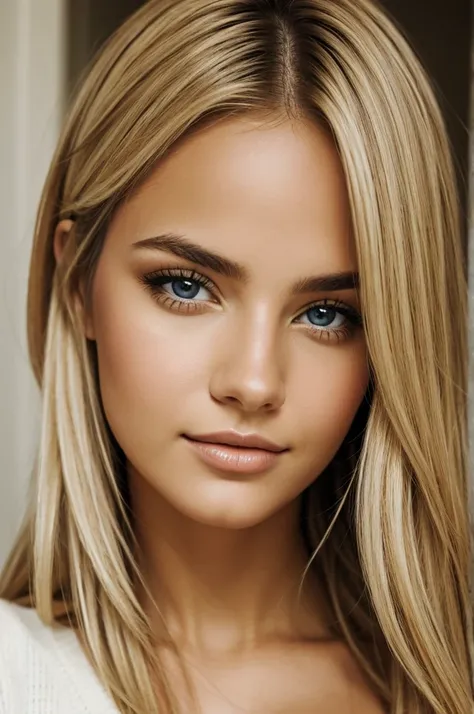 a beautiful blonde woman with brown eyes