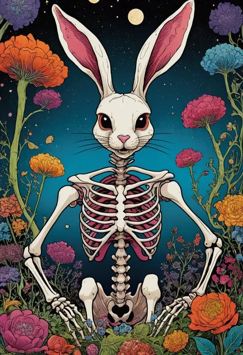 I would like an image of the very colorful comic style ternurines and one that is a skeletal rabbit