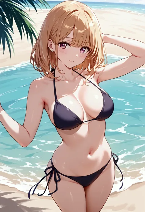 score_9, score_8_up, score_7_up,BREAK,source_anime,best quality,masterpiece,aesthetic,very aesthetic,,anime official art,anime official_style,  1girl, inoue takina, lycoris recoil,black bikini,navel,side-tie_bikini,medium breast, 
(Shiny bare skin), 

cool...