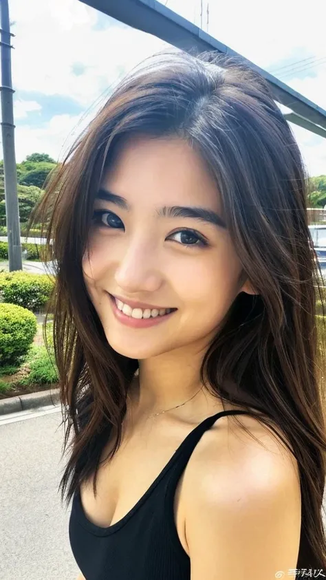 21-year-old Japan woman、Beautiful Eyes、 ((Highest quality)), Clear contours, Woman with beautiful face, (((One Girl,alone))), ((Beautiful Eyes)), Sex Appeal、Accurate simulation、She is wearing a tank top and black panties、Low Perspective, sexy、A light smile...