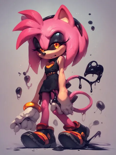 Score_9, score_8_up, score_7_up, background 1boy, solo, anthro hedgehog, amy, black liquid from eyes, demon, black sclera, orange pupils, tail, SEGA art-style, gray-pink fur, calm