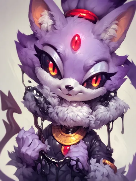 Score_9, score_8_up, score_7_up, background 1boy, solo, anthro cat, blaze, black liquid from eyes, demon, black sclera, red pupils, tail, SEGA art-style, gray-purple fur, calm