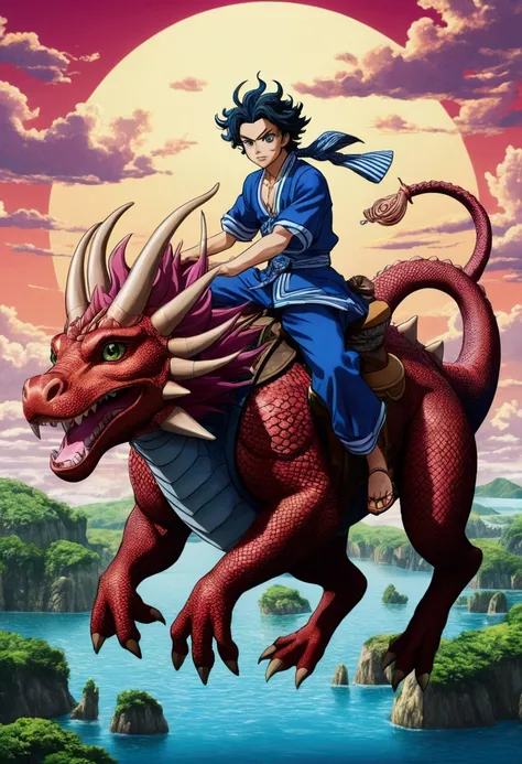 Animated characters riding dragon-like animals, 4K Manga Wallpapers, Amazing anime 8k, Anime Cover, Gyro Zeppeli, Anime Wallpaper, Anime Style 4k, Detailed Key Anime Art, Highly detailed official artwork, Anime Art Wallpapers 8K, Kimetsu no Yaiba, anime ke...