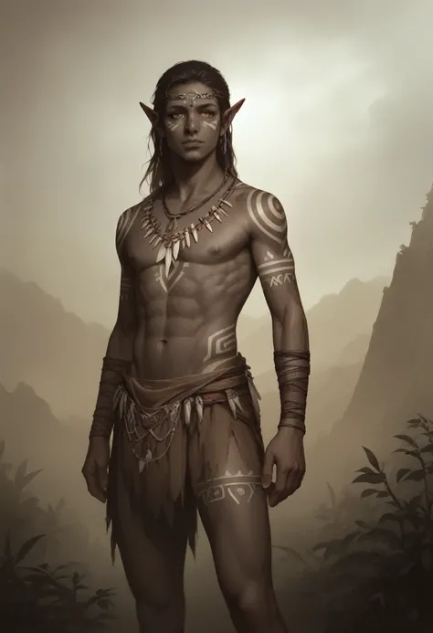 a detailed dark elf male with tribal tattoos on his face, beautifully detailed eyes, extremely detailed face, tribal warrior, fantasy concept art, digital painting, dark fantasy, dramatic lighting, muted color palette, moody atmosphere, intricate details, ...