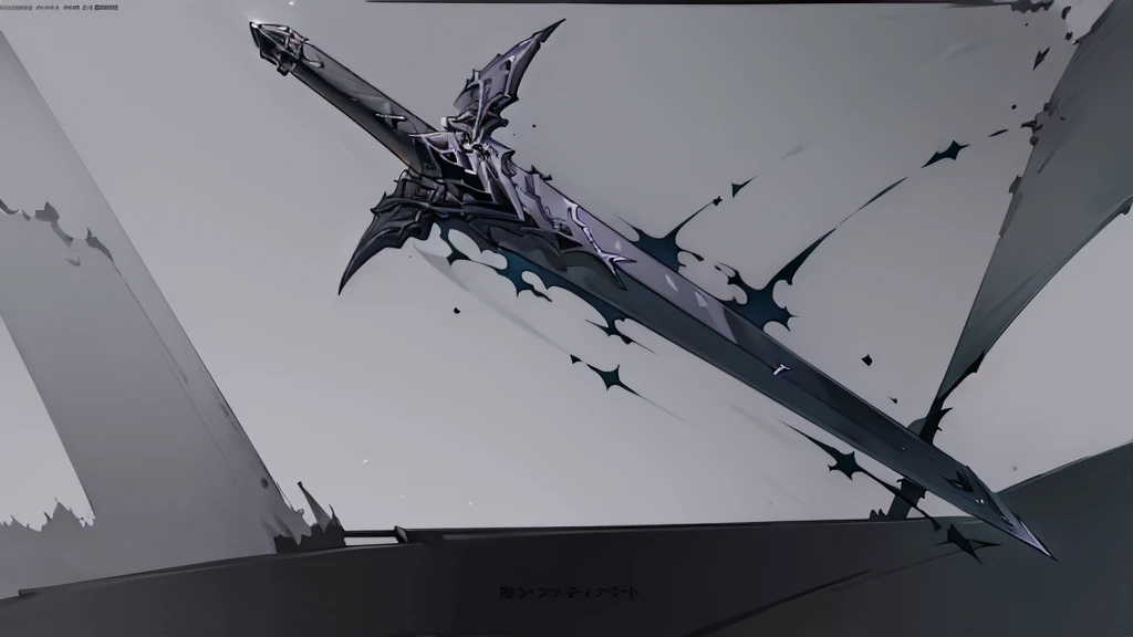 concept art of fantasy greatsword made out of ebony iron, red glowing magic crystals, (((thick edgeless black great sword))), weapon anime sheet, several points of view, dark fantasy, evil great sword, weapons from granblue fantasy, white background, anime...