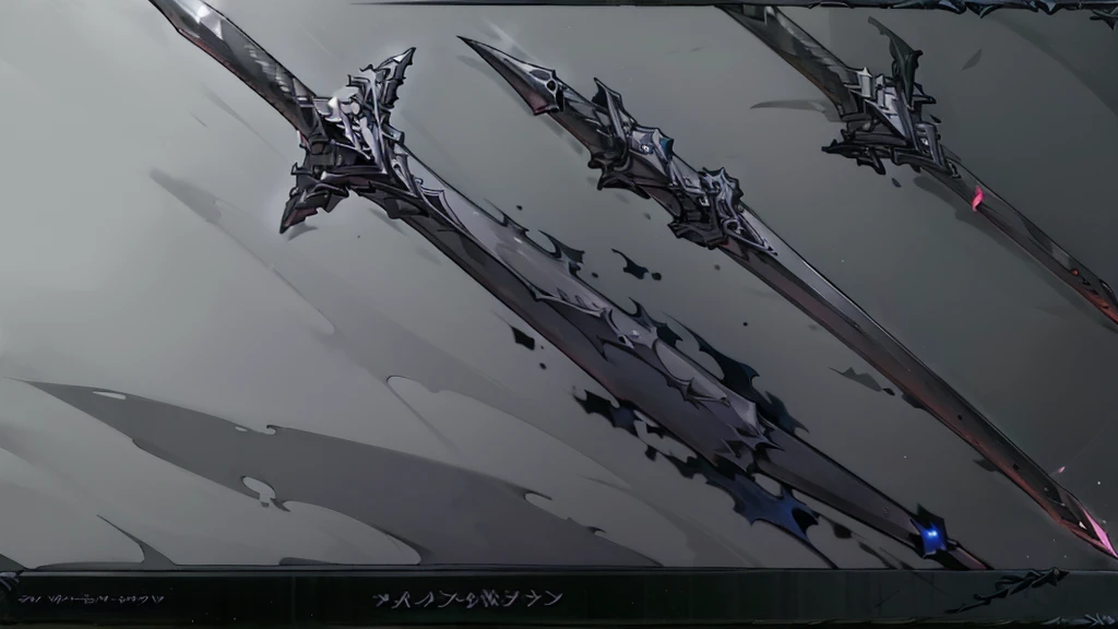 concept art of fantasy greatsword made out of ebony iron, red glowing magic crystals, (((thick edgeless black great sword))), weapon anime sheet, several points of view, dark fantasy, evil great sword, weapons from granblue fantasy, white background, anime...