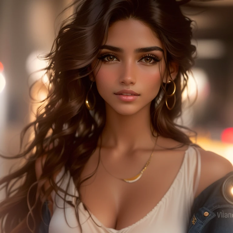 there is a woman with long hair standing in a van, gorgeous woman, stunning woman, photo of a beautiful woman, gorgeous latina face, portrait featured on unsplash, no makeup wavy hair, very beautiful woman, without makeup, she has olive brown skin, photo o...