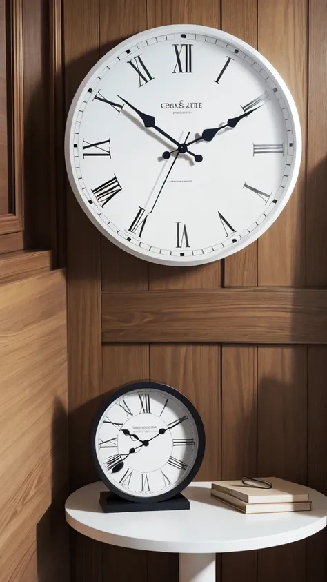 Create a large clock that is round and white 