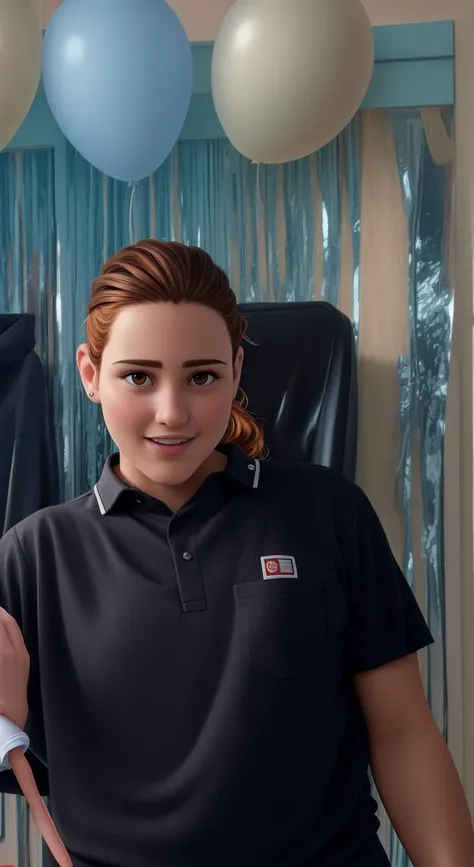 A blond-haired and light-skinned woman dressed red with her brown-haired baby with white shirt and suspenders. Estilo Disney pixar alta qualidade melhor qualidade