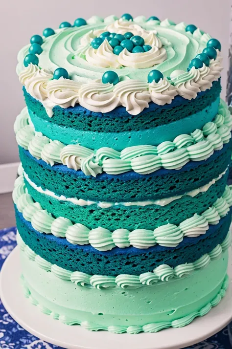 Blue and green cake 