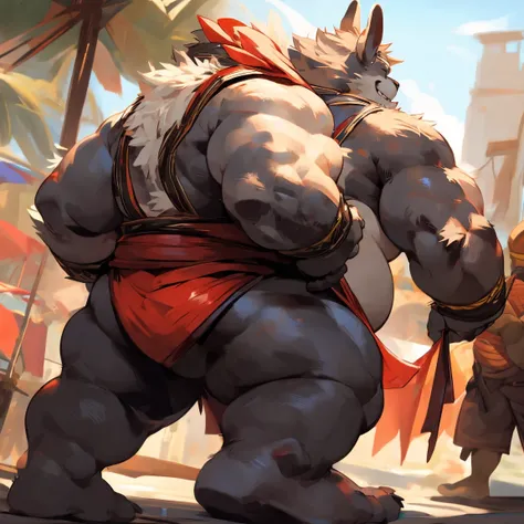 Epic Citizen Zootopia manga style, My hero academia zootopia Character, Zootopia Monsters Dungeons and Dragons Legendary quest style, A poor villager wearing a loincloth, Real life, Anime serie, Anime character, Obese muscle Obese Sumo wrestler Werebeast K...