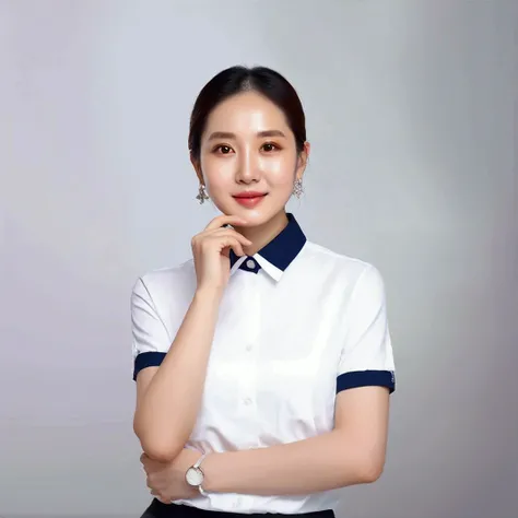 minimalist illustration,Arav woman in white shirt and black skirt poses for photo, li zixin, Zeng Fanzhe, jinyiwei, pengzhenzhang, Zhuoxinye, Xintong Chen, Xiang Duan, Qiu Fang, song nan li, Wenfei Ye, mingchen shen, Lu Ji, wei wang, Xianxia