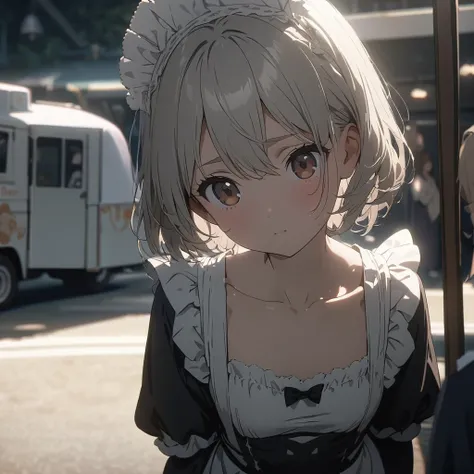 masterpiece, ultra detailed, 8K,  (Cute a girl:1.5), 
(masterpiece:1.3), anime visual,pale silver middle hair,Hair between the eyes,brown eyes, (Lovey-dovey:1.5), (tilt head:1.3), extremely delicate face, soft clean focus, realistic lighting and shading, (...