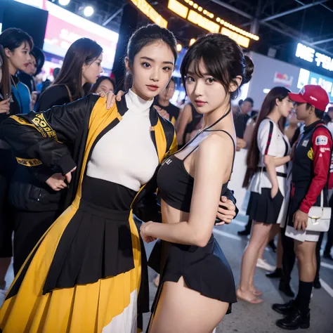 Ultra detailed face、Cool woman、Colorful costumes、F1 Driver Cosplay、Colorful costumes、Clothing with company logo、Grid Girlsのカラフルで派手な衣装、Grid Girls、Perfect Face、Paddock Girls、Harem、motor Show、tights、Bodycon Costumes、Grid Girls、Russia、Grid Girlsのコスプレ、belly but...