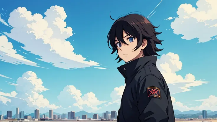 Make an anime style sky made by Akira Toriama