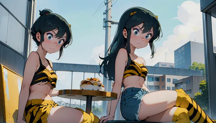 score_9, score_8_up, score_7_up, 1980's style, jk, retro, source anime, flat color, illustration. lum, solo, (((masterpiece))), ...