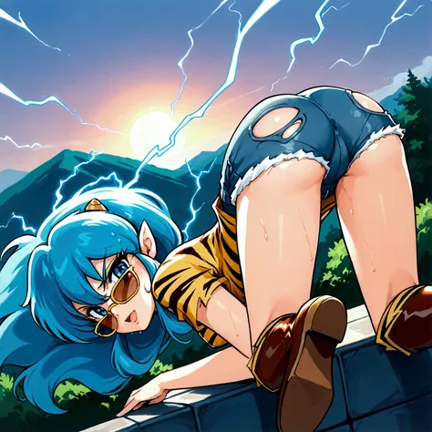 score_9, score_8_up, score_7_up, 1980's style, jk, retro, source anime, flat color, illustration. lum, solo, (((masterpiece))), ...