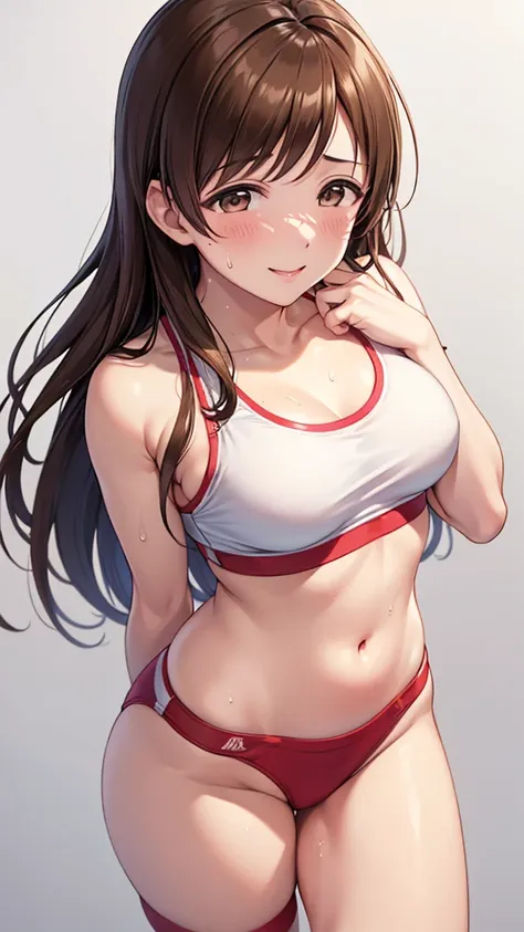 highest quality、high resolution、high definition、hd、sports gym、(nitta minami、long hair、medium chest、brown hair、brown eyes、glossy ...