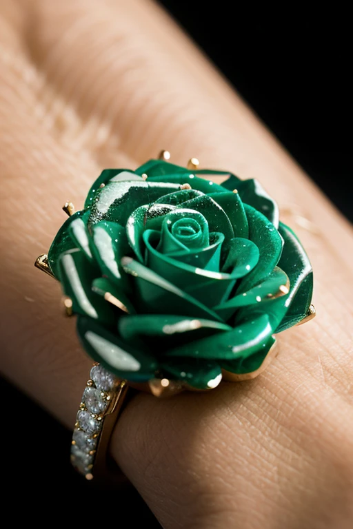 Detailed image of an emerald green cristal rose