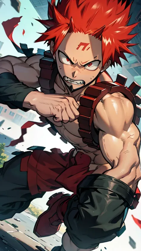 kirishima of my hero academia, adult, angry, unbreakable