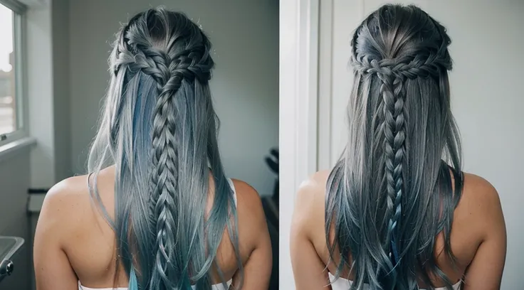 Mermaid hair silver fishtail blue beautiful