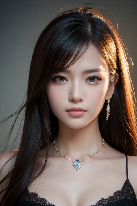 最high quality, masterpiece, High resolution, One girl,China dress,hair ornaments,necklace, jewelry,Beautiful Face,On top of that_body, Tyndall effect,Realistic, Dark studio, Rim Light, Two-tone lighting,(Skin with attention to detail:1.2), 8k uhd, Digital ...