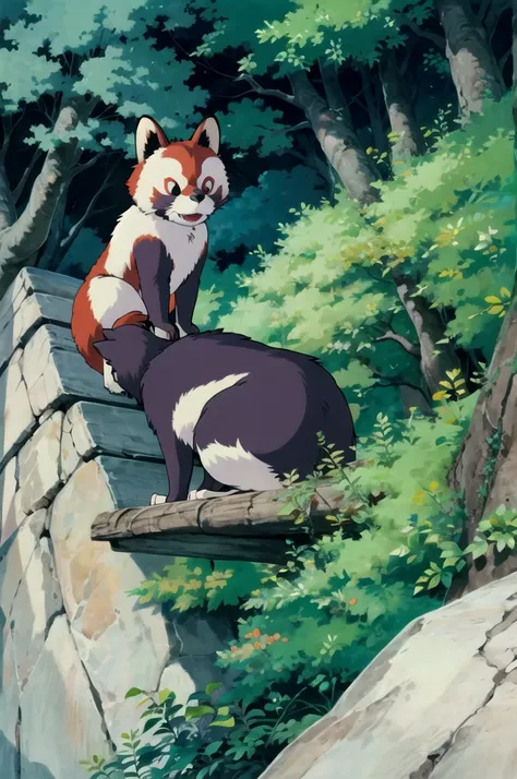 (((ghibli style))),animal，Red panda