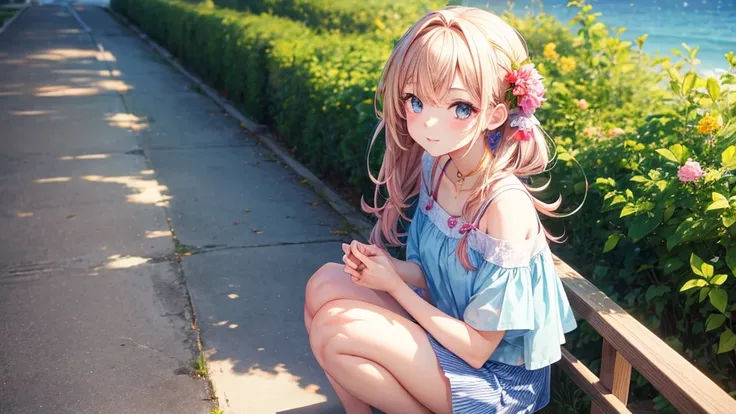 Beautiful anime girl, young, summer lookbook