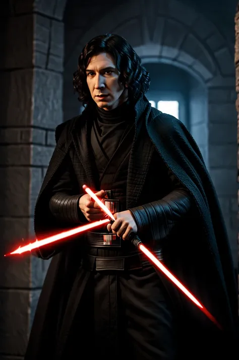 Kylo Ren using a Harry Potter wand 