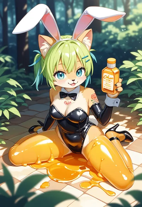 Highest quality, Highest quality, High quality illustrations, masterpiece, Ultra-high resolution, Detailed Background, honeycomb, in the forest, Absurd, Perfect Anatomy, performance, Good lighting, Shadows in the movies(kemono, Furry PersonifiCation), Cat,...