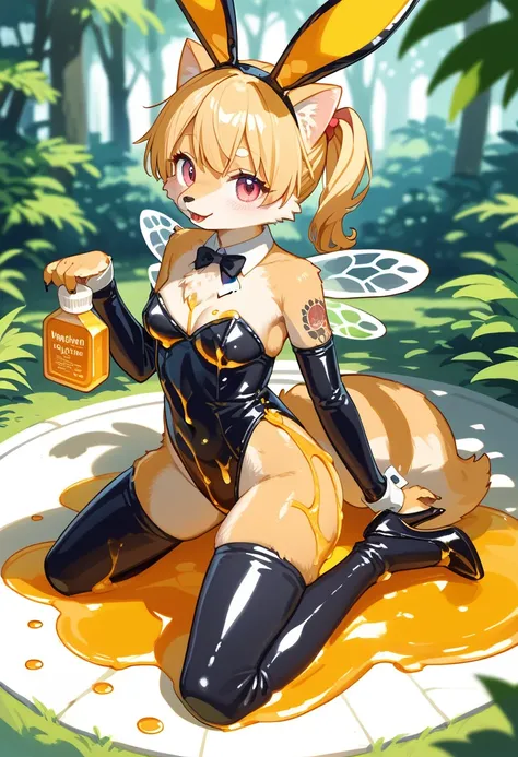 Highest quality, Highest quality, High quality illustrations, masterpiece, Ultra-high resolution, Detailed Background, honeycomb, in the forest, Absurd, Perfect Anatomy, performance, Good lighting, Shadows in the movies(kemono, Furry PersonifiCation), Cat,...