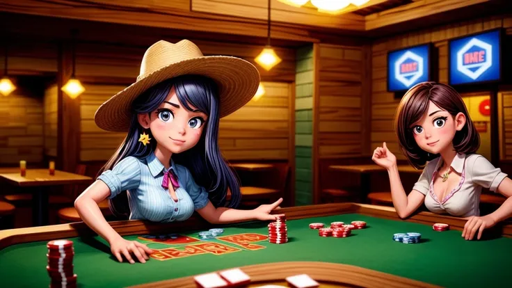 Western Cowgirl、Playing poker in a bar、Being harassed by a drunk