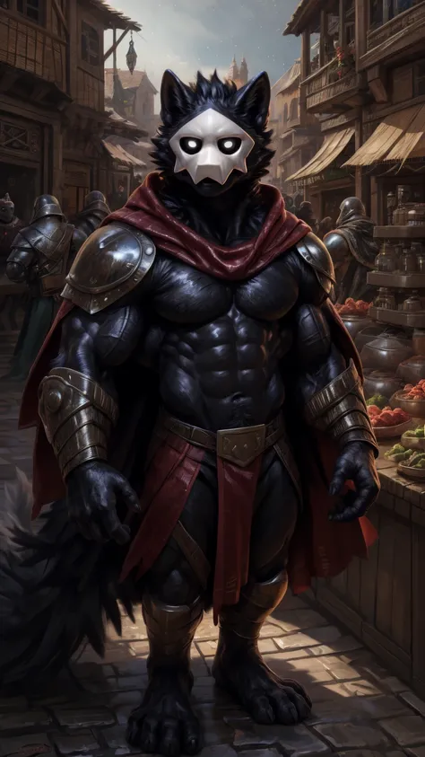 impasto, masterpieces, official art, anthro, male, standing, muscle, strong, mane, armor, cloak, detailed eyes, upper body, (bus...