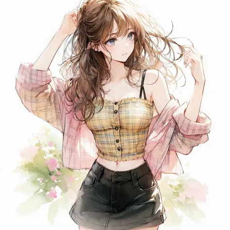 Official art using high-quality hand-drawn watercolor sketch techniques. (best quality,4k,8k,highres,masterpiece:1.2),ultra-detailed,beautiful detailed eyes,A girl with beautiful eyes, everyone, beautiful anime girl, cute anime girl, smooth anime art, anim...