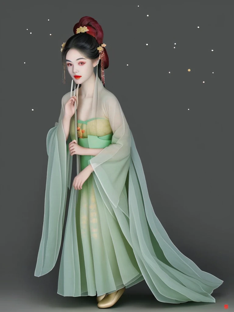 xingxian，apricot，apricot blossoms on the head，apparition，dryad，green makeup jadeite，dan face sai rouge。the starry eye is still b...