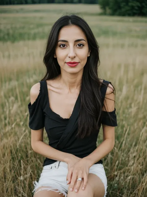 Noura, 1girl, solo, ((Qatari woman)), consistent face and body, ((MILF)), ((30 years old)), (mature), ((slim)), ((Qatari face)), (Qatari nose), (Qatari lips), ((cranky hair)), upper body and upper legs, (background: overlooking eco-park in Manitoba), BREAK...