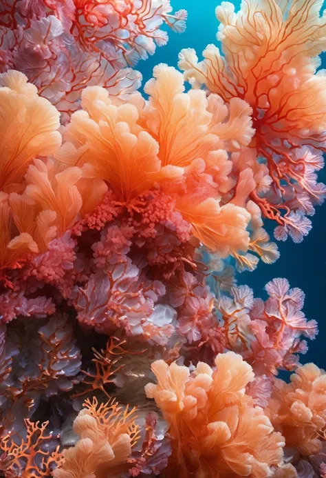 Close up of soft coral on the sea floor made of glass candy paper，abstract，Chen Jialing