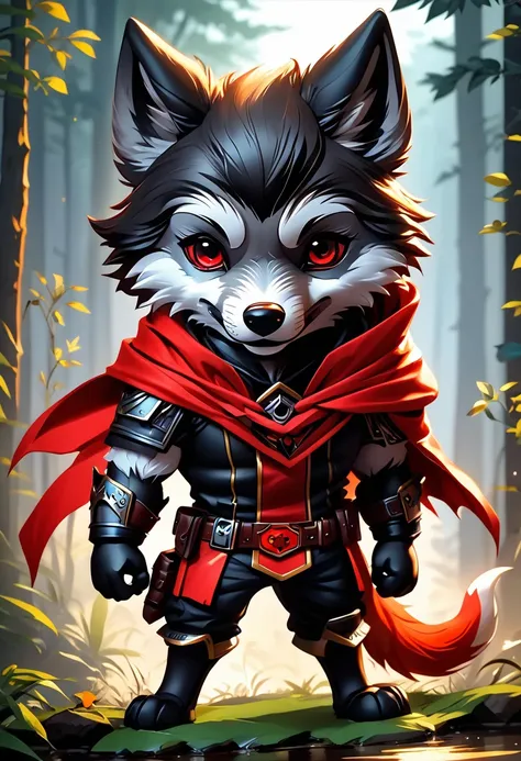 feral wolf, feral, wolf, chibi, red hood, cute
 
