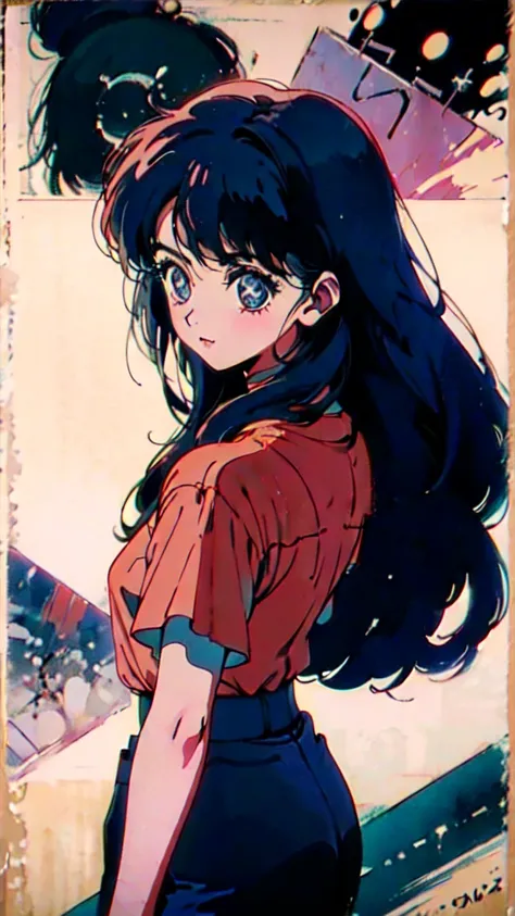 (80s, Retro, Poster:1.5), (masterpiece, 最high quality), (anime, figure), (pastel colour:1.4), Best Photo Poses, Dynamic Angle, high quality, High resolution, Attention to detail, Shiny Hair, Sparkling eyes in the back, calm attitude. She is often seen look...