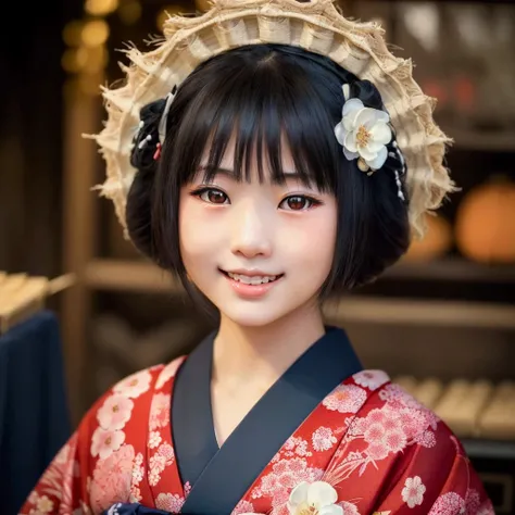 Wearing kimono、Asian girl with flower decoration, portrait of a Japanese girl, of a youthful Japanese girl, portrait of a Japanese teen, beautiful Japanese girls face, traditional Japanese, Young Asian Girl, Japanese model, Race : Japanese, Geisha photo po...