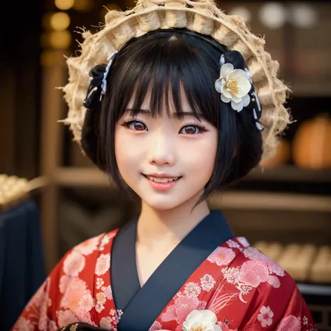 Wearing kimono、Asian girl with flower decoration, portrait of a Japanese girl, of a youthful Japanese girl, portrait of a Japanese teen, beautiful Japanese girls face, traditional Japanese, Young Asian Girl, Japanese model, Race : Japanese, Geisha photo po...