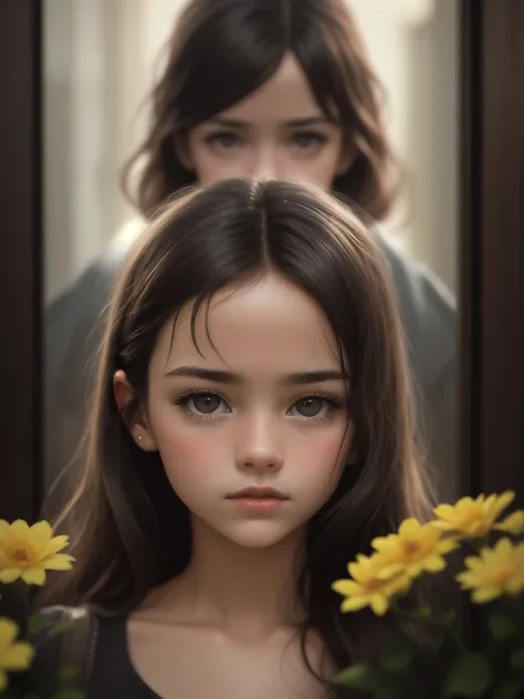 masterpiece,best quality,  illustration,style of Philip Lorca diCorcia,
cinematic film still portrait of young girl aged 12yo, flowers, 1girl, solo, long_hair, pretty face, 
.shallow depth of field, vignette, highly detailed, high budget, bokeh, cinemascop...