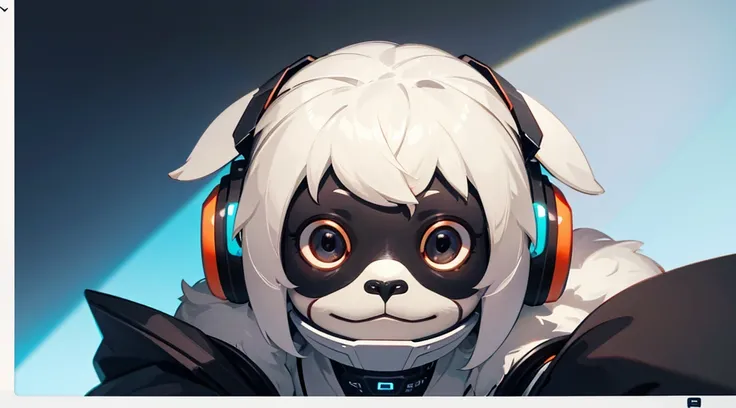 A sloth wearing a wireless headset，「front」Head close-up and in the middle of the screen , No text, There is no other equipment in the picture，No other headphones, Solid background（White without gradient）