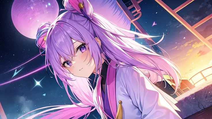 woman　clear　Light purple hair　　kimono　　Anime Style　　science
