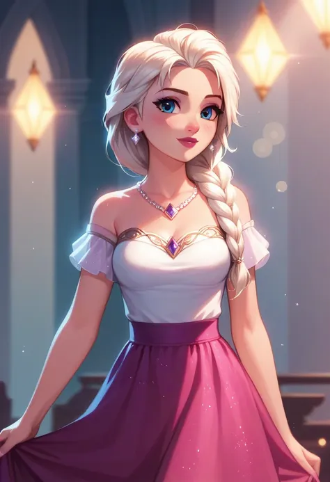 score_9,score_8_up,score_7_up,score_6_up, detailed soft lighting, cinematic film still casual elsa, (cute skirt and top, long ha...